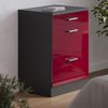 Küchenschrank für Dachschrägen R-Line Rot Hochglanz 60 cm ohne Schräge mit 3 Schubladen Vicco Bild 4