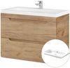 Badmöbel Set LUTON-56-CRAFT Eiche mit Design-Becken, B/H/T ca. 130/200/46cm Bild 2