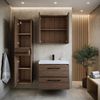 Badplaats Badezimmermöbel Set Florence 60 cm – Walnuss – Hängender Waschtisch mit Waschbecken, Spiegelschrank und Hochschrank Bild 3