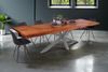 Esstisch Baumkante Akazie nuss 140 (220) x 90 cm Spider-Gestell silber mit Ansteckplatten CALI 150443156 Bild 3