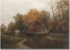 Poster Vintage Galerie Wand Kunst Landschaft Bauernhof Pferde Rennen See Gartentor und Weg am Fluss als Deko Print ohne Rahmen - 30 x 42 cm / D Bild 5