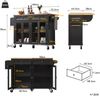Sideboard 140x72,5x90 / 140x44,5x90 cm, mobil & klappbar mit 5 Rollen, MDF/PB, Sicherheitsglas, schwarz Bild 3