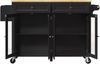 Sideboard 140x72,5x90 / 140x44,5x90 cm, mobil & klappbar mit 5 Rollen, MDF/PB, Sicherheitsglas, schwarz Bild 4