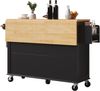 Sideboard 140x72,5x90 / 140x44,5x90 cm, mobil & klappbar mit 5 Rollen, MDF/PB, Sicherheitsglas, schwarz Bild 5