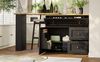 Sideboard 138-204x39x105 cm, ausziehbar, MDF & Metall, 360°-Drehscheibe, Klappschubladen,Schwarz Bild 4
