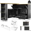 Sideboard 138-204x39x105 cm, ausziehbar, MDF & Metall, 360°-Drehscheibe, Klappschubladen,Schwarz Bild 5