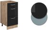 Küchenunterschrank R-Line Schwarz Hochglanz 40 cm mit Schubladen, AP Eiche Vicco Bild 5