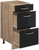 Küchenunterschrank R-Line Schwarz Hochglanz 40 cm mit Schubladen, AP Eiche Vicco Bild 4