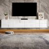 Modernes TV-Lowboard Weiß 170 cm, schwebend oder stehend, vollständige Hochglanz-Oberfläche, grifflos mit 3 Türen & 2 Schubladen, viel Stauraum für Wohnzimmer Bild 2