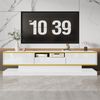 TV-Schrank Lowboard 180x38x45 cm, weiß Hochglanz mit LED-Beleuchtung & 3 Schubladen Bild 2