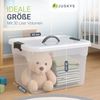 Juskys Aufbewahrungsbox mit Deckel, 4er-Set, stapelbar, Kunststoff transparent, 30 Liter Bild 3