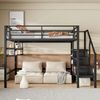 Hochbett 140×200 cm mit Rausfallschutz und Stauraumleiter, Schwarz, ohne Matratze Bild 2