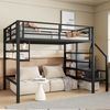 Hochbett 140×200 cm mit Rausfallschutz und Stauraumleiter, Schwarz, ohne Matratze Bild 4