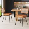 Merax 2er Set Esszimmerstühle aus Kunstleder, Polsterstühle(Set, 2 St), Rattan-Loungesessel Schminkstuhl Ergonomischer Stuhl Leichter Luxusstuhl Retro-Stuhl, Braun Bild 2