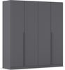 rauch Kleiderschrank Alba, Drehtürenschrank, Garderobenschrank, 4-türig, mit 2 Kleiderstangen und 2 Einlegeböden, Farbe Grau metallic, Schwarz, Griffstange Grau metallic, Schwarz, 181x197x54cm Bild 3