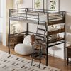 Bett 90x200 cm Hochbett mit Schreibtisch und Regalen – platzsparend, sicher und modern Bild 3
