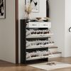 Schuhschrank mit drehbaren Regalen, weiß & schwarz, Anti-Kipp, Stauraum, minimalistisches Design Bild 4