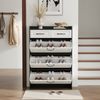 Schuhschrank mit drehbaren Regalen, weiß & schwarz, Anti-Kipp, Stauraum, minimalistisches Design Bild 5