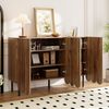Merax Sideboard in Holzoptik mit Push-to-Open-System (Buffetschrank Anrichte, 1 St), Kommode mit 3 Wellentüren & verstellbaren Regalen, 120x35x80cm Bild 3