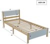 Kinderbett 90x200 cm, Kiefernholzrahmen mit MDF-Kopfteil, Weiß/Natur, Mittelfuß, 15 Lattenroste, 100 kg Tragfähigkeit Bild 3