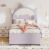 Bett 90x200 cm mit ausziehbarem Rollbett in Violett – Einhorn-Design für Kinder Bild 2