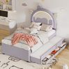 Bett 90x200 cm mit ausziehbarem Rollbett in Violett – Einhorn-Design für Kinder Bild 3
