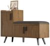 MODFU Schuhbank mit mehreren Ebenen zur Aufbewahrung (mit Stauraum, gepolsterter Sitzfläche & Metallgriffen, 1-St, 3 Türen, 100x34x68,5cm), mit Sitzbank, verstellbare Böden, asymmetrischen Metallgriffen Bild 2