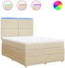 vidaXL Boxspringbett mit Matratze Creme 140x190 cm Stoff 3294349 Bild 2