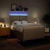vidaXL Boxspringbett mit Matratze Creme 140x190 cm Stoff 3294349 Bild 4