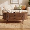 Merax Couchtisch Oval Sofatisch mit vertikalen Leisten in Holzoptik (1-St, 100 x 50 x 40 cm), Wohnzimmertisch mit Schiebetüren, 2 Schubladen & Stauraum Bild 3