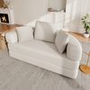 Sofa 173x88x60 cm / Bett 173x176x40 cm, Cordstoff Light beige, klappbar 2-in-1, Sitzhöhe 40 cm, inkl. 3 Kissen Bild 3