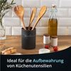 KHG Utensilienhalter Küche Keramik Steingut poliert, Küchen Utensilienhalter Anthrazit Grau mit Beschriftung, Kapazität für ca. 8 Küchenhelfern, Küchen Halter rund Höhe 14 cm & 10,5 cm Bild 2