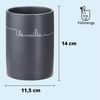 KHG Utensilienhalter Küche Keramik Steingut poliert, Küchen Utensilienhalter Anthrazit Grau mit Beschriftung, Kapazität für ca. 8 Küchenhelfern, Küchen Halter rund Höhe 14 cm & 10,5 cm Bild 4