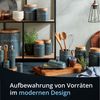KHG Utensilienhalter Küche Keramik Steingut poliert, Küchen Utensilienhalter Anthrazit Grau mit Beschriftung, Kapazität für ca. 8 Küchenhelfern, Küchen Halter rund Höhe 14 cm & 10,5 cm Bild 3