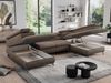 Mks Möbel 'Pedro U-Form' Ecksofa mit Schlaffunktion und verstellbaren Kopfstützen, Braun, Velours, mit Topper Bild 3