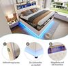 LED-Polsterbett 180x200 cm, Gepolstertes Stauraumbett mit USB-Ladeanschluss und hydraulischem Stauraum, hautfreundlicher Leinenstoff, Beige Bild 5