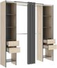 Dmora Großer Kleiderschrank Era, Struktur für begehbaren Kleiderschrank, offener Kleiderbügel, 180 x 50 x 205 cm, Eiche und Anthrazit Bild 5