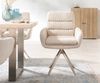 Esszimmerstuhl Abelia-Flex mit Armlehnen Cord Beige Kreuzgestell kantig Edelstahl Bild 2