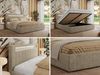 Polsterbett GOLD 5 CLASSIC 200 x 200 cm mit LED-Beleuchtung & Bettkasten, Doppelbett inkl. Lattenrost, Metall-Lift-System & Stauraum, Foam Matratze - Dunkelbeige Struktur - MIRO LUX Bild 2