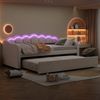 Tagesbett mit ausziehbarem Rollbett, Samtstoff 90x200 cm, LED Beleuchtung am Kopfteil, Einzelbett Schlafsofa,beige Bild 3