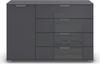 rauch Aditio Box, Kommode, 1-türig, 4 Schubladen, mit Glasfront, mit Softclose-Funktion, Farbe Grau metallic, BxHxT 120x81x42cm Bild 2