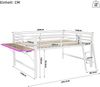 Bett 140x200 cm mit Schreibtisch und LED-Beleuchtung – weißes Metall-Flachbett mit Geländer Bild 5