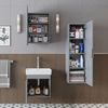 Roomart LYCIA-50 Badmöbel Set– 4-teiliges Badezimmermöbel Set - Waschbeckenunterschrank mit Keramikwaschbecken, Spiegelschrank & Hochschrank - H 54 x B 37 x T 50 cm • Grau Bild 3