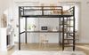 Merax Metall-Hochbett 140*200 cm, Sicherheitsleiter mit Treppe, Kinderbett mit Tisch und Regal, Jugendbett Erwachsenenbett, Metallgitter-Sicherheitszaun, Schwarz Bild 5