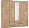 rauch Kleiderschrank, Drehtürenschrank GAMMA, 5-türig, 1 Spiegeltüre teilaufgelegt, 6 Schubkästen, Eiche Sonoma, 226 x 210 x 54 cm Bild 3