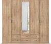 rauch Kleiderschrank, Drehtürenschrank GAMMA, 5-türig, 1 Spiegeltüre teilaufgelegt, 6 Schubkästen, Eiche Sonoma, 226 x 210 x 54 cm Bild 2