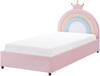 Kinderbett mit Stauraum Krone Samtstoff GRISETOT 90 x 200 cm Rosa Bild 5