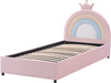 Kinderbett mit Stauraum Krone Samtstoff GRISETOT 90 x 200 cm Rosa Bild 4