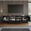 TV-Schrank Lowboard mit gewölbten Türen, schwarz, 169x35x45,5 cm Bild 5