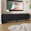 TV-Schrank Lowboard mit gewölbten Türen, schwarz, 169x35x45,5 cm Bild 2